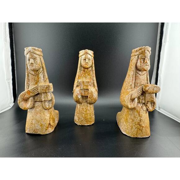 Vintage Hand Carved Soapstone Nativity Set Pieces - Picture 1 of 5